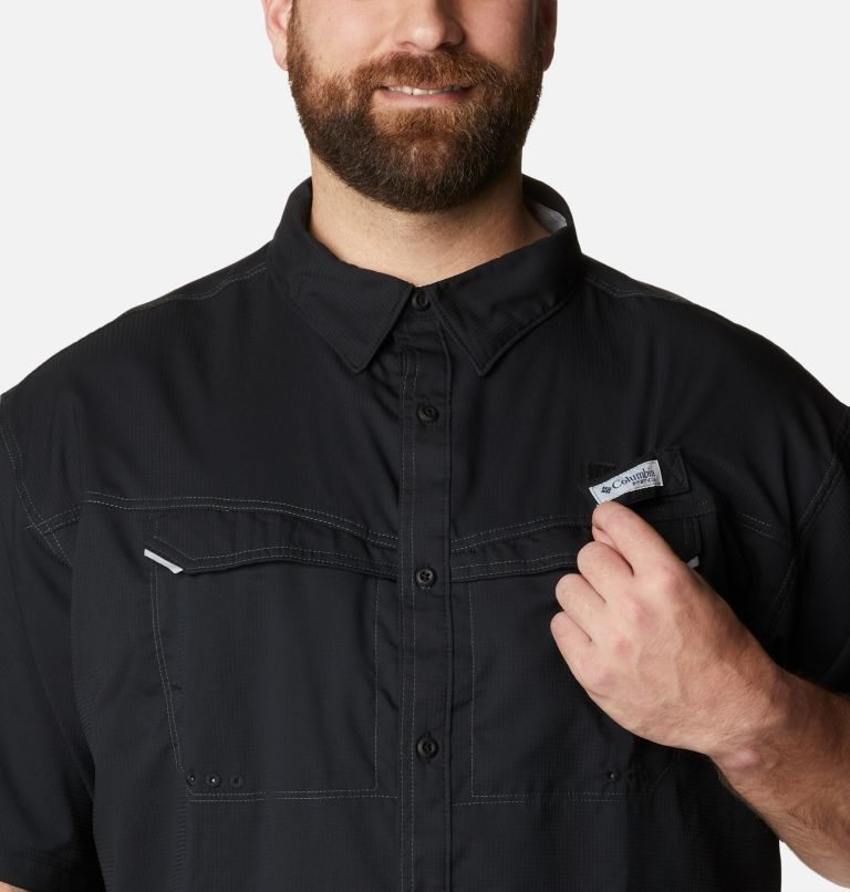 Men's Columbia PFG Low Drag Offshore Short Sleeve Shirts Black | Plus Size CA-J4615